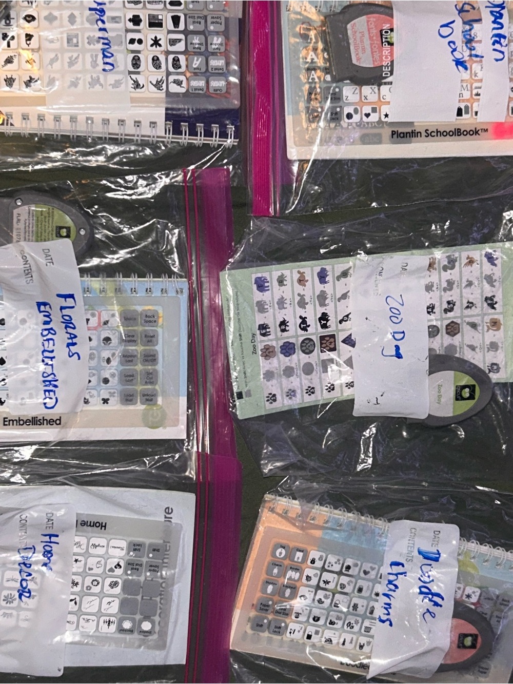 Cricut cartridges and their matching keyboard overlays